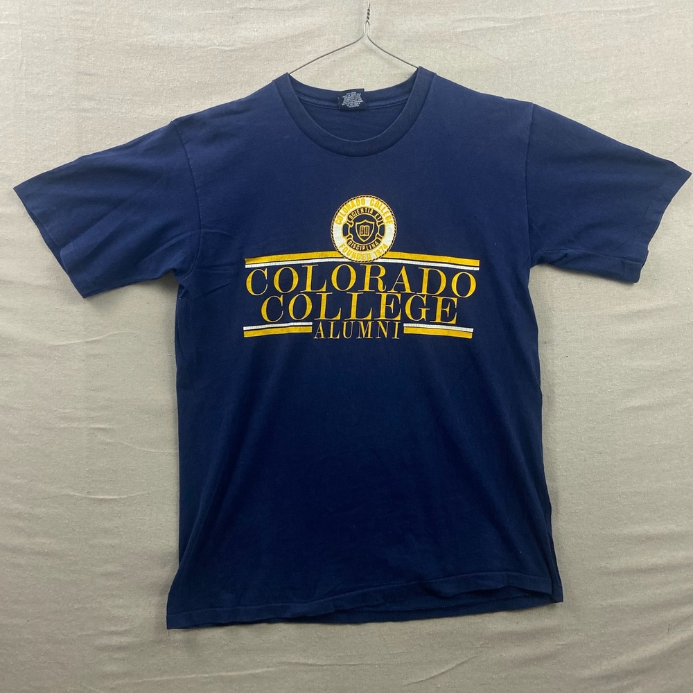 JanSport T-Shirt Mens Large Navy Blue Colorado College Alumni Vintage USA Made